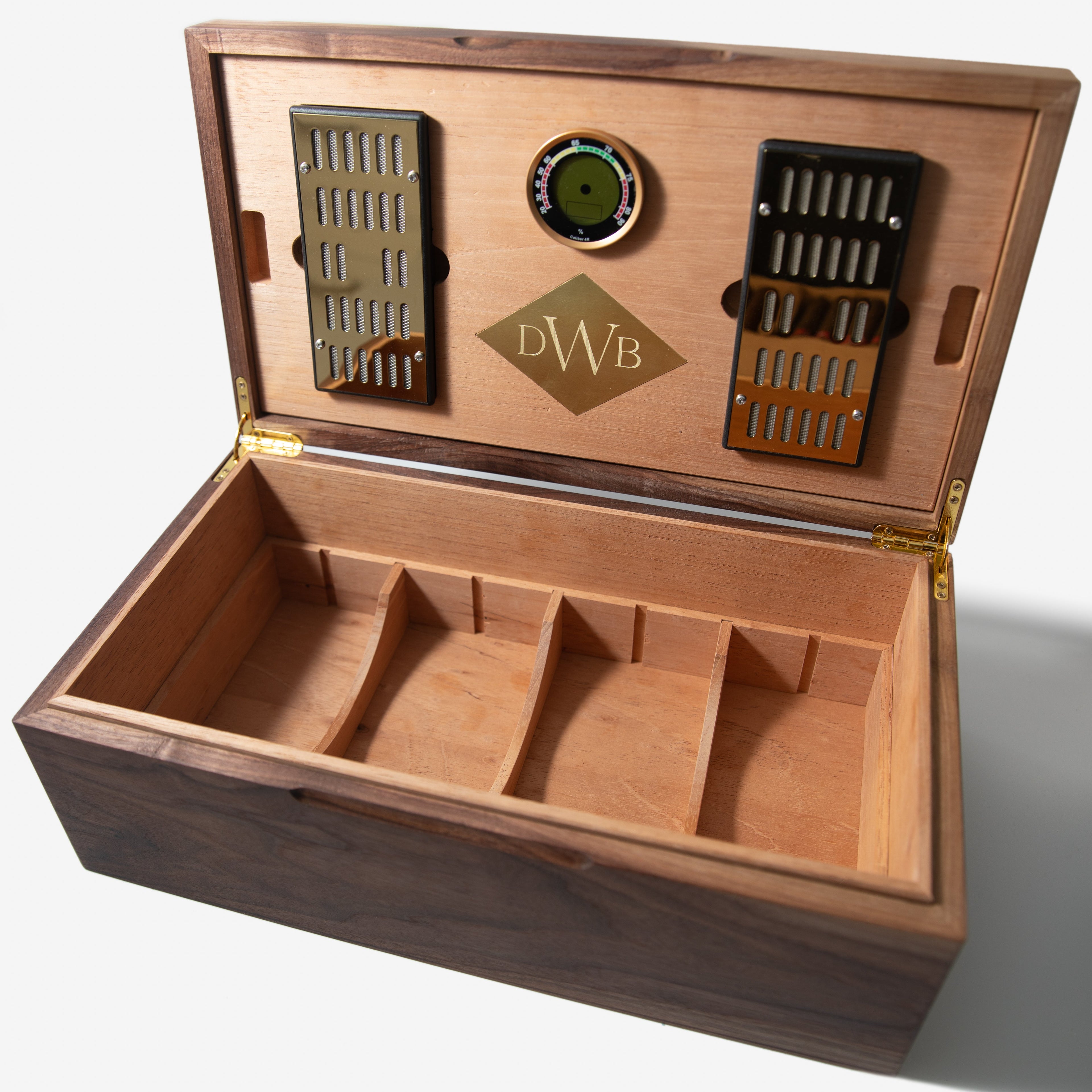 Cigar Humidor - Black Walnut with Spanish Cedar Lining - 80 Capacity
